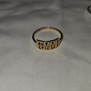 Gold Colored 'FEMME' Ring